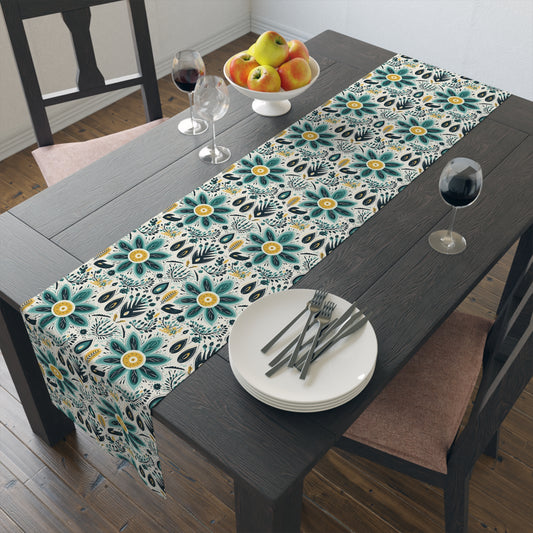 Sol y Alegría (Sun and Joy) Collection- Cactus Succulent Pattern Microfiber Blanket Soft Velveteen Throw for Home & Garden Lovers Teal Floral Table Runner — Boho Cotton-Blend Dining Decor - Creations by Chris and Carlos