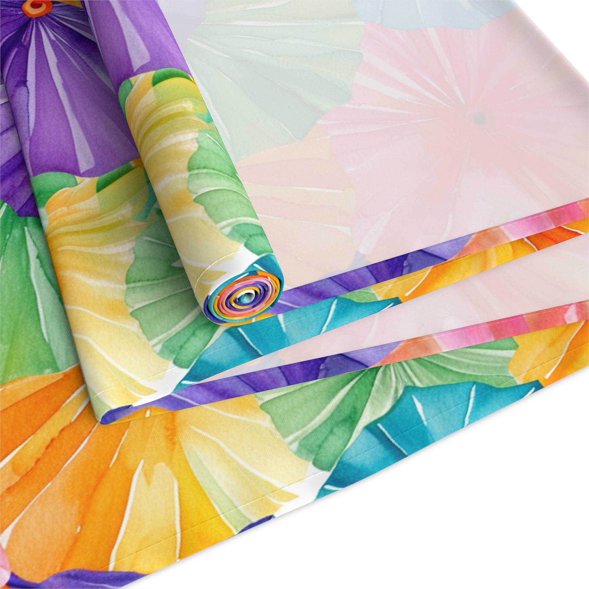 Floral Parasol Pattern Table Runner — Colorful Summer Umbrella Design - Creations by Chris and Carlos