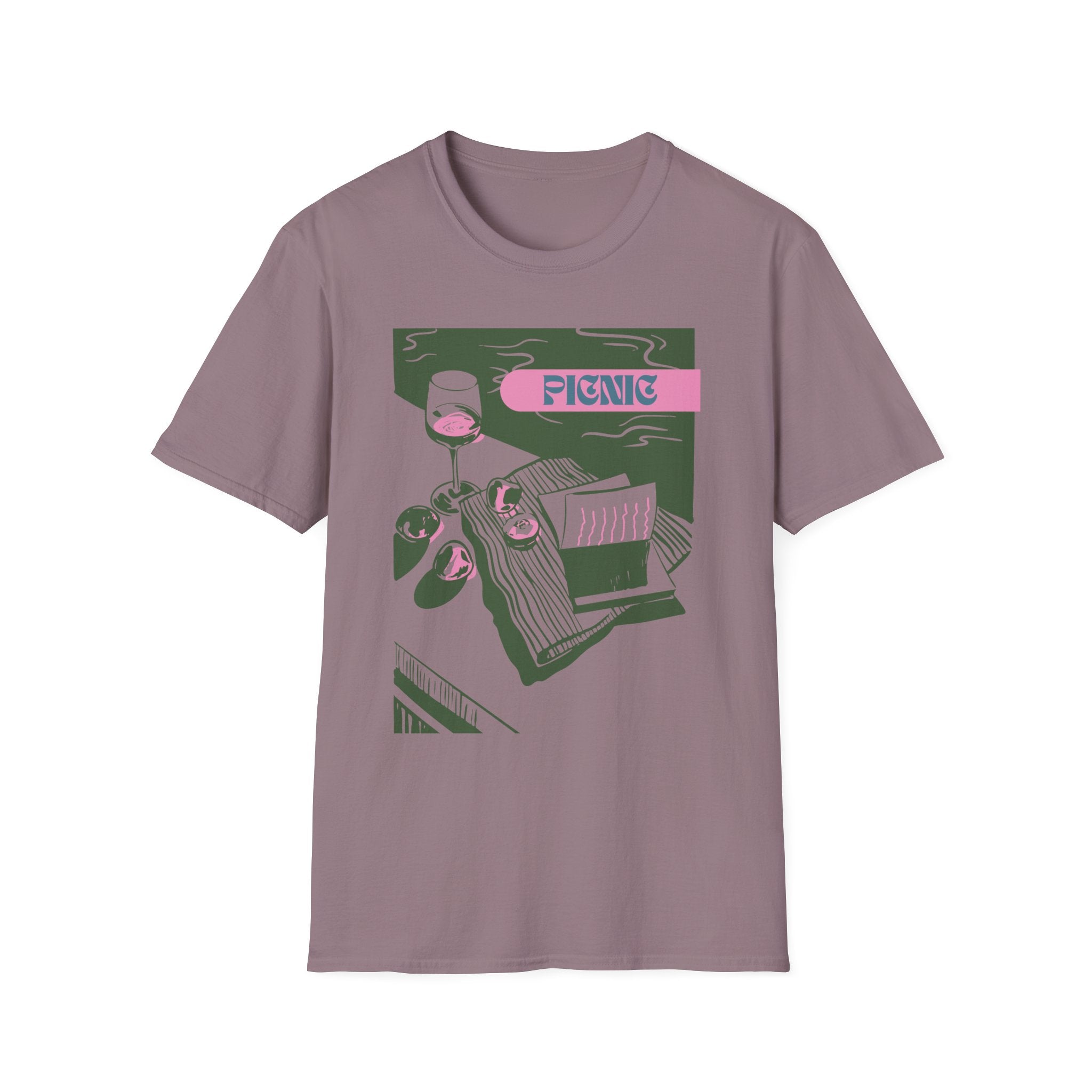 Picnic Graphic T-Shirt — Retro Picnic Scene Tee - Creations by Chris and Carlos
