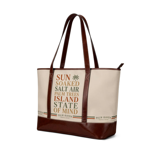 Island State of Mind Handbag – Beach Tote with 'Sun Soaked Salt Air' Design - Creations by Chris and Carlos