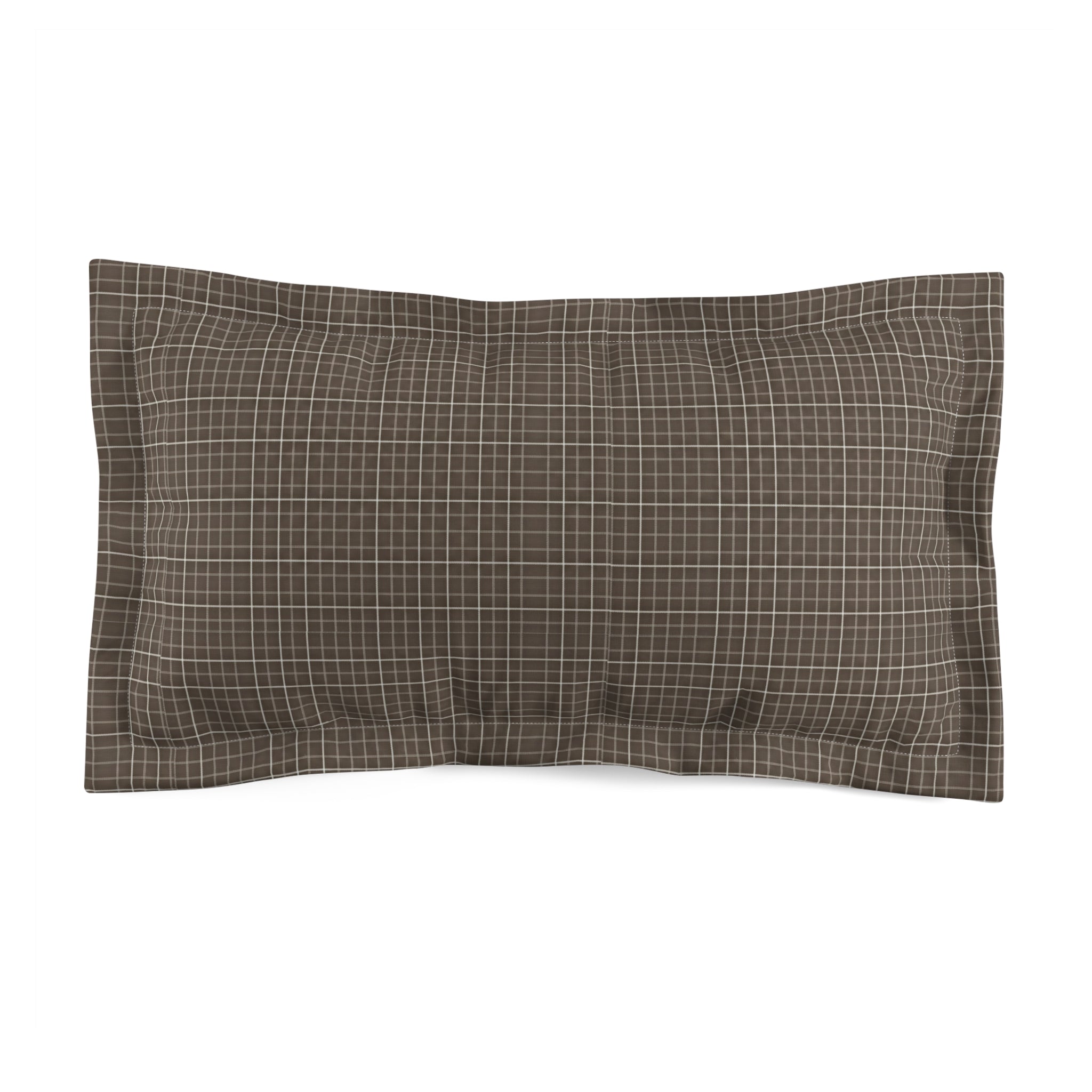 Briarwood Garden Brown Grid Microfiber Pillow Sham — Plaid Decorative Pillowcase for Cozy Farmhouse & Rustic Bedroom - Creations by Chris and Carlos
