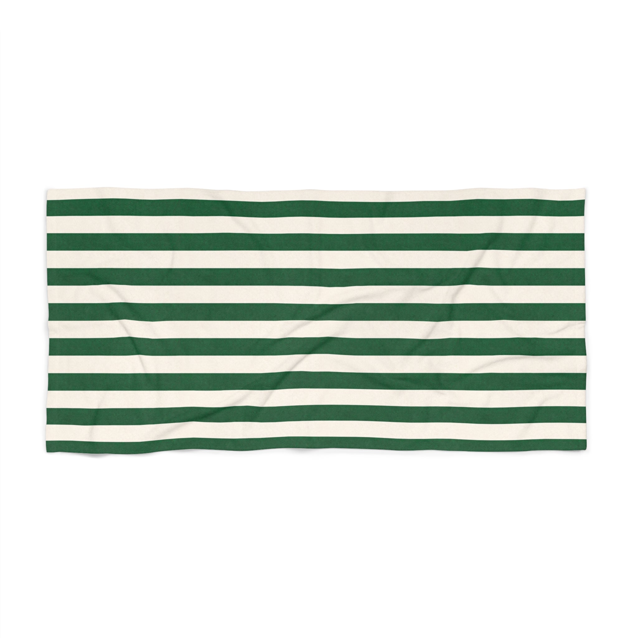 Green & White Striped Beach Towel — Classic Nautical Summer Towel - Creations by Chris and Carlos