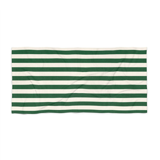 Green & White Striped Beach Towel — Classic Nautical Summer Towel - Creations by Chris and Carlos