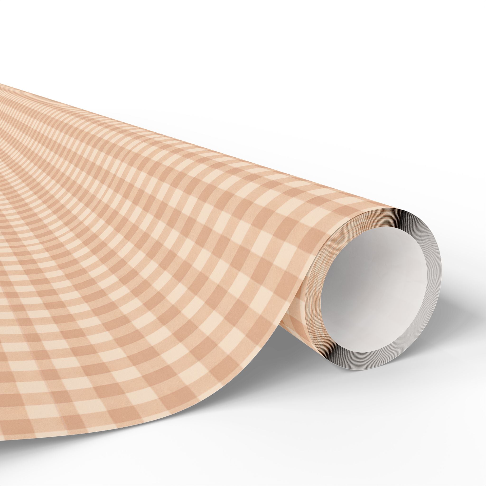 Gingham Check Wrapping Paper Roll — Pink & Peach Plaid Gift Wrap - Creations by Chris and Carlos
