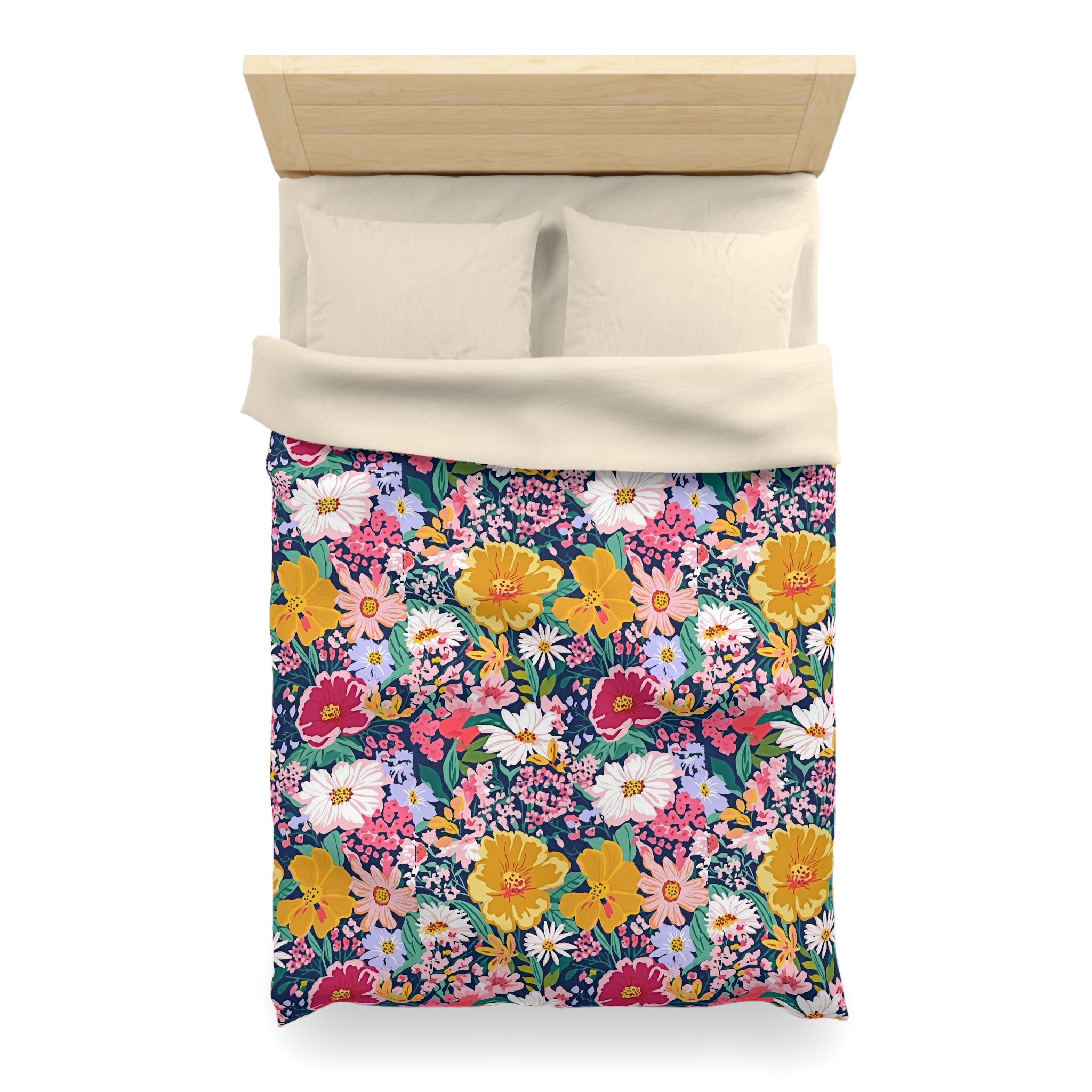 The Artisanal Flora Gallery Floral Duvet Cover — Bright Garden Bloom Microfiber Bedding - Creations by Chris and Carlos