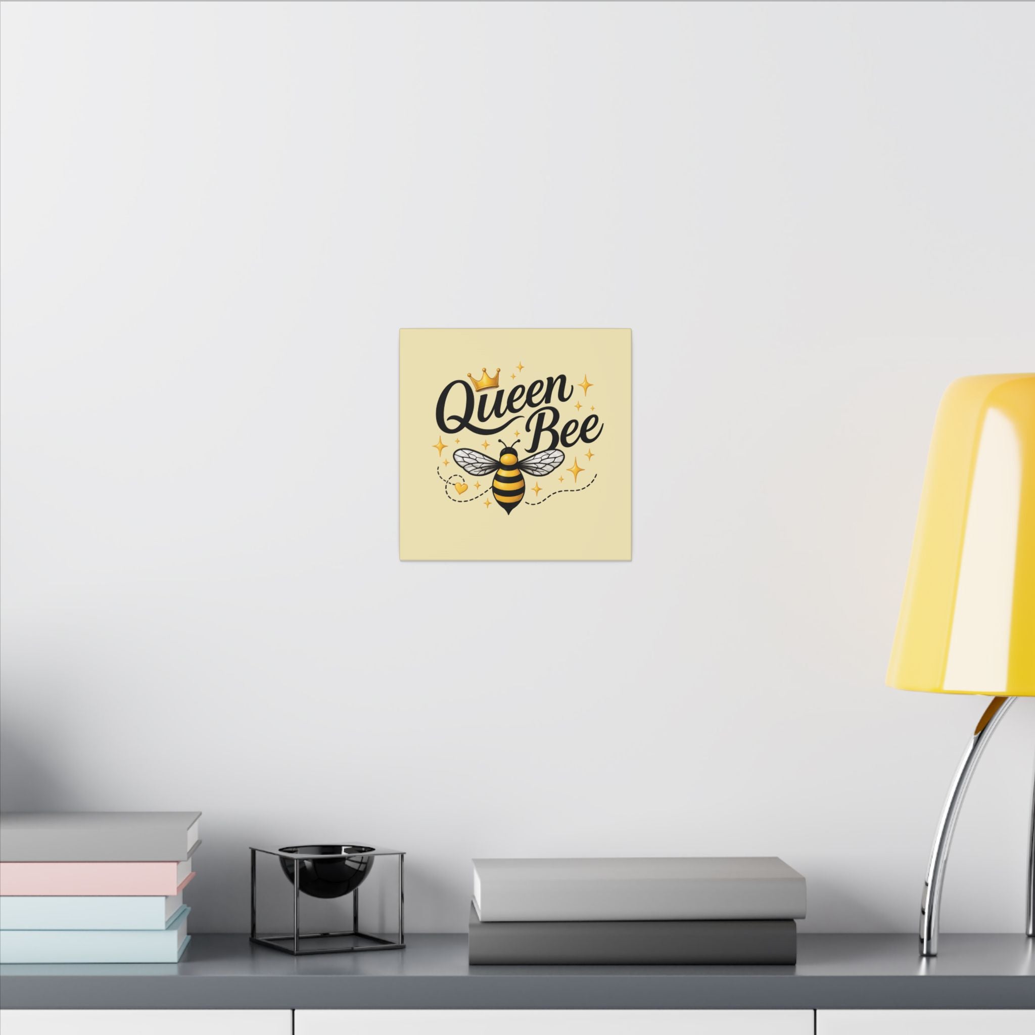 Queen Bee Canvas Wall Art — Yellow Bee Crown Typography Print - Creations by Chris and Carlos