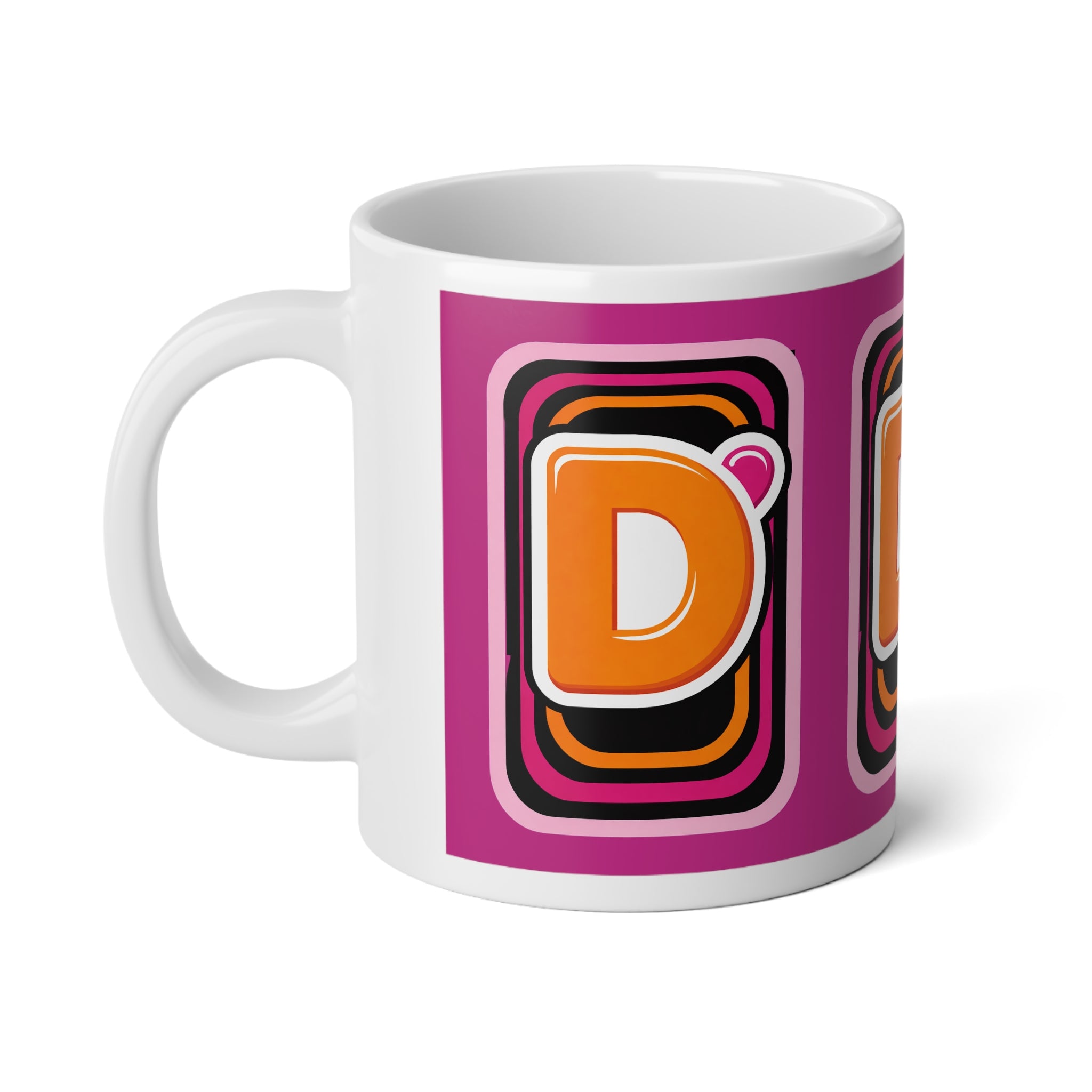 Dunkin D Inspired Retro Logo 20oz Jumbo Mug — Pink Vintage Coffee Cup - Creations by Chris and Carlos