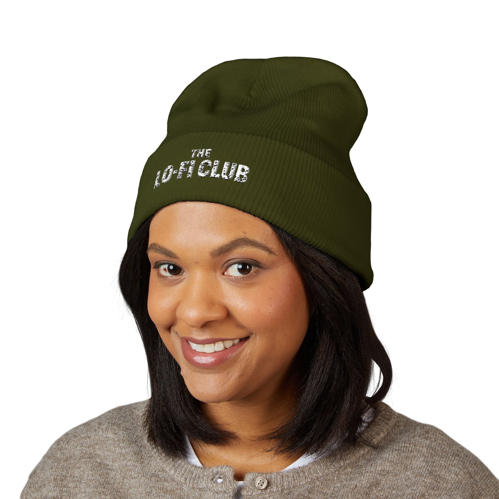 Embroidered "Lo Fi Club" Cuffed Beanie — Classic Knit Winter Hat - Creations by Chris and Carlos
