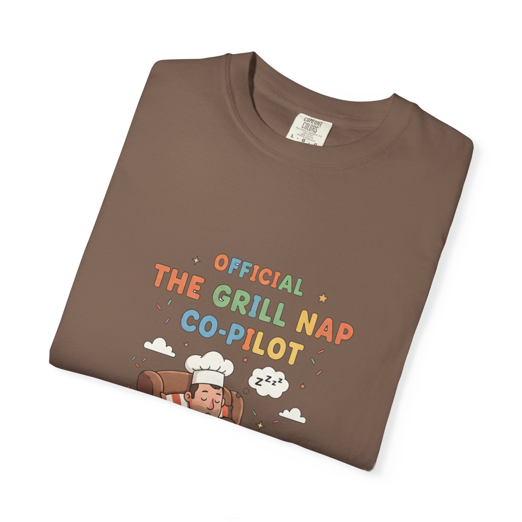T-Shirt — "Official Grill Nap Co Pilot" Funny Retro Graphic Tee - Creations by Chris and Carlos