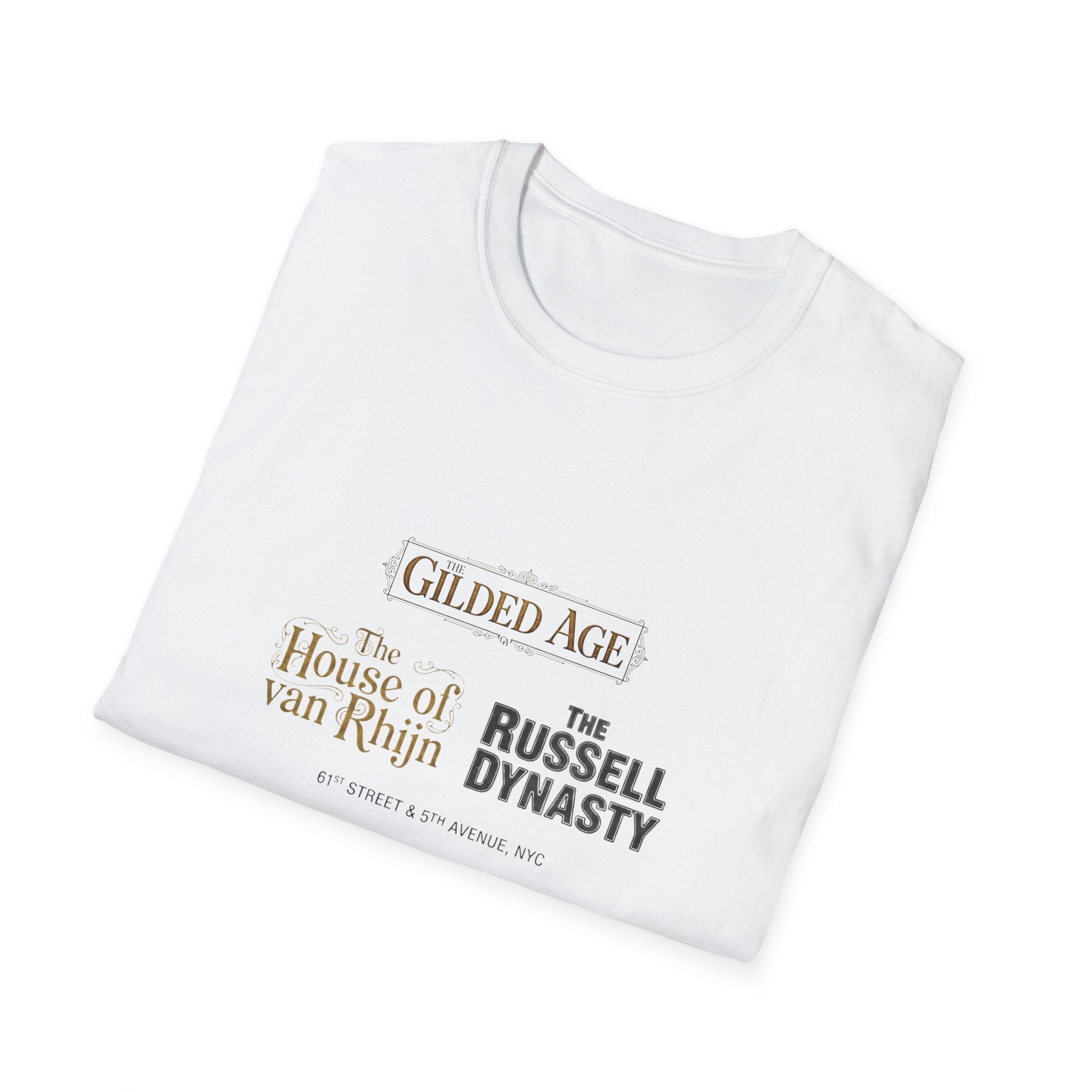 Gilded Age TV Series Logo T-Shirt — "The House of van Rhijn / The Russell Dynasty" Retro Cast Design - Creations by Chris and Carlos