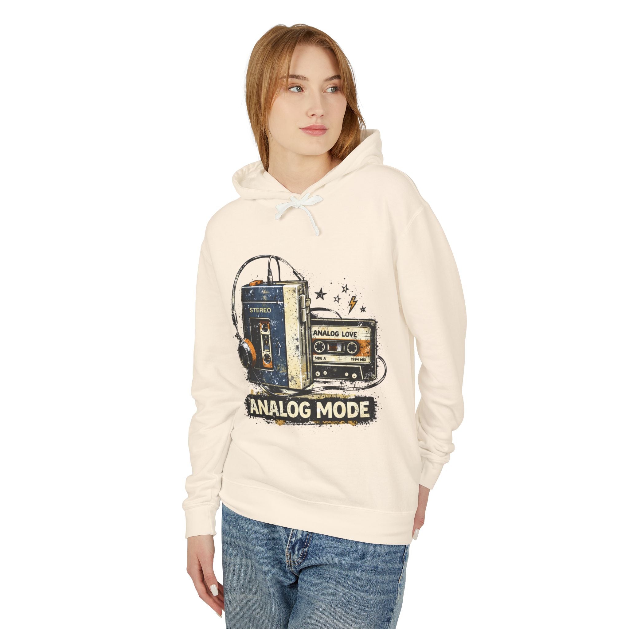 Analog Mode Hoodie — Retro Cassette & Walkman Vintage Music Pullover - Creations by Chris and Carlos