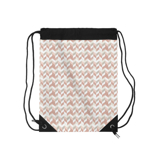 Prism Point Athletic Collection Blush Chevron Drawstring Bag — Lightweight Geometric Gym & Travel Sack - Creations by Chris and Carlos