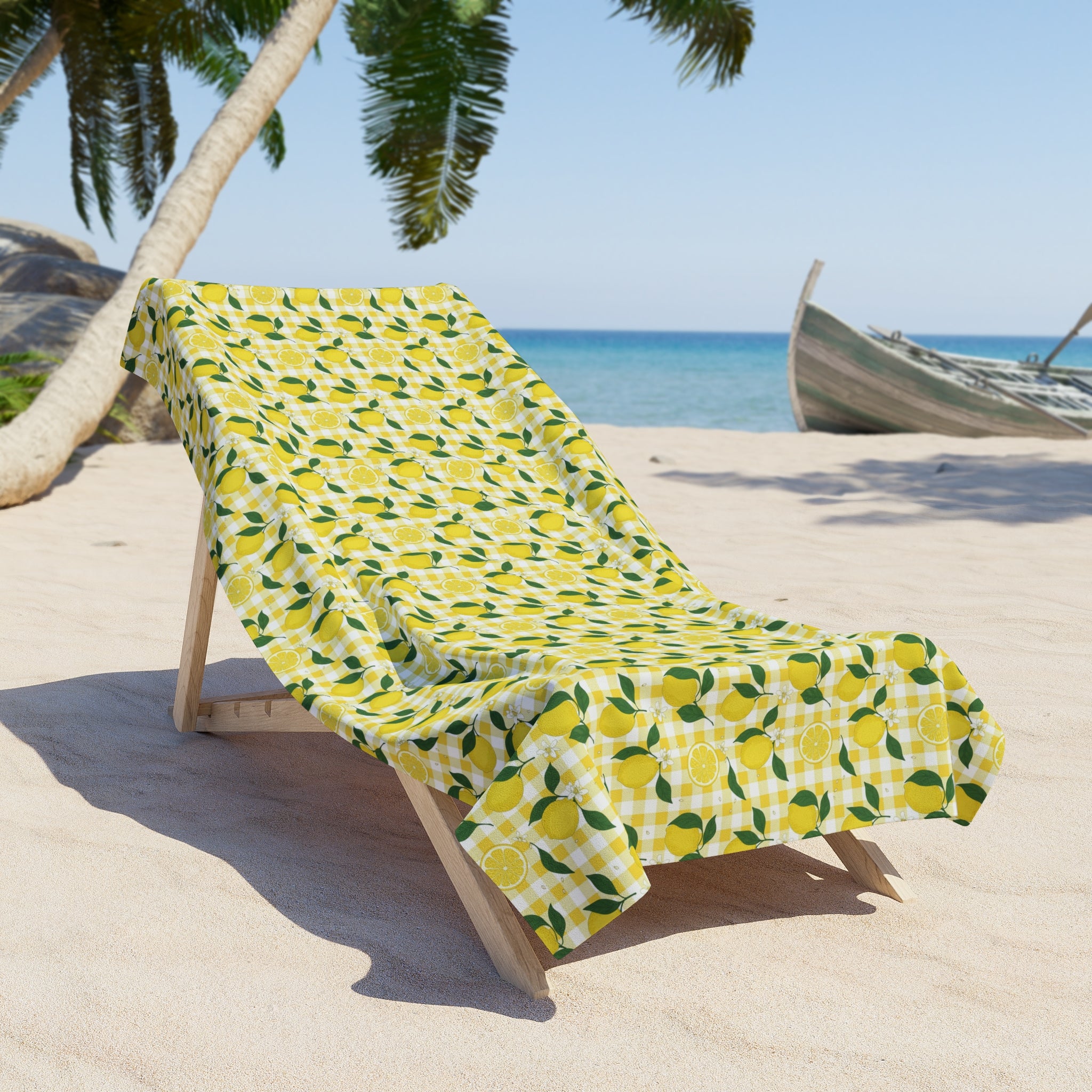 Lemon Grove Beach Towel - Bright Citrus Pattern, Summer Pool & Beach Towel - Creations by Chris and Carlos