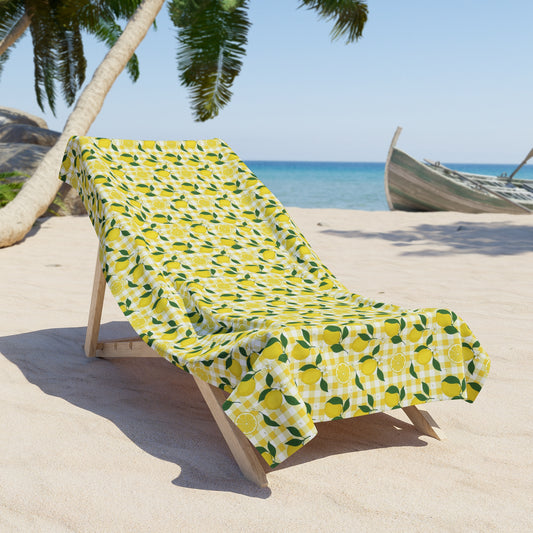 Lemon Grove Beach Towel - Bright Citrus Pattern, Summer Pool & Beach Towel - Creations by Chris and Carlos