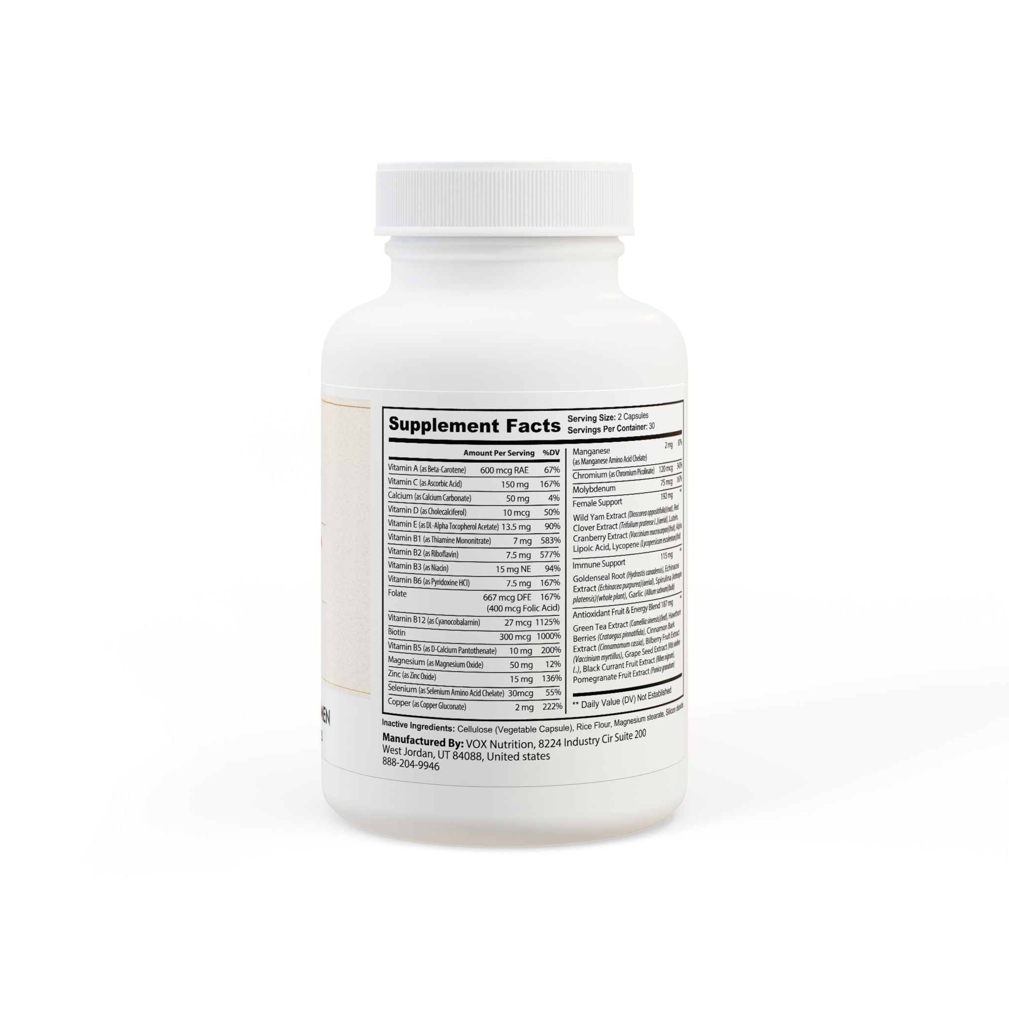Multivitamin for Women Supplement (60 Capsules) - Creations by Chris and Carlos