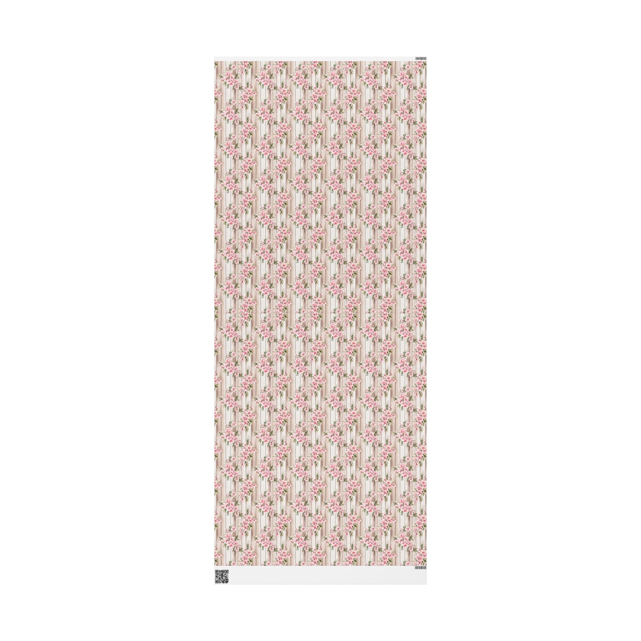 Easter Floral Woodgrain Wrapping Paper Roll — Pink Cherry Blossom Gift Wrap - Creations by Chris and Carlos