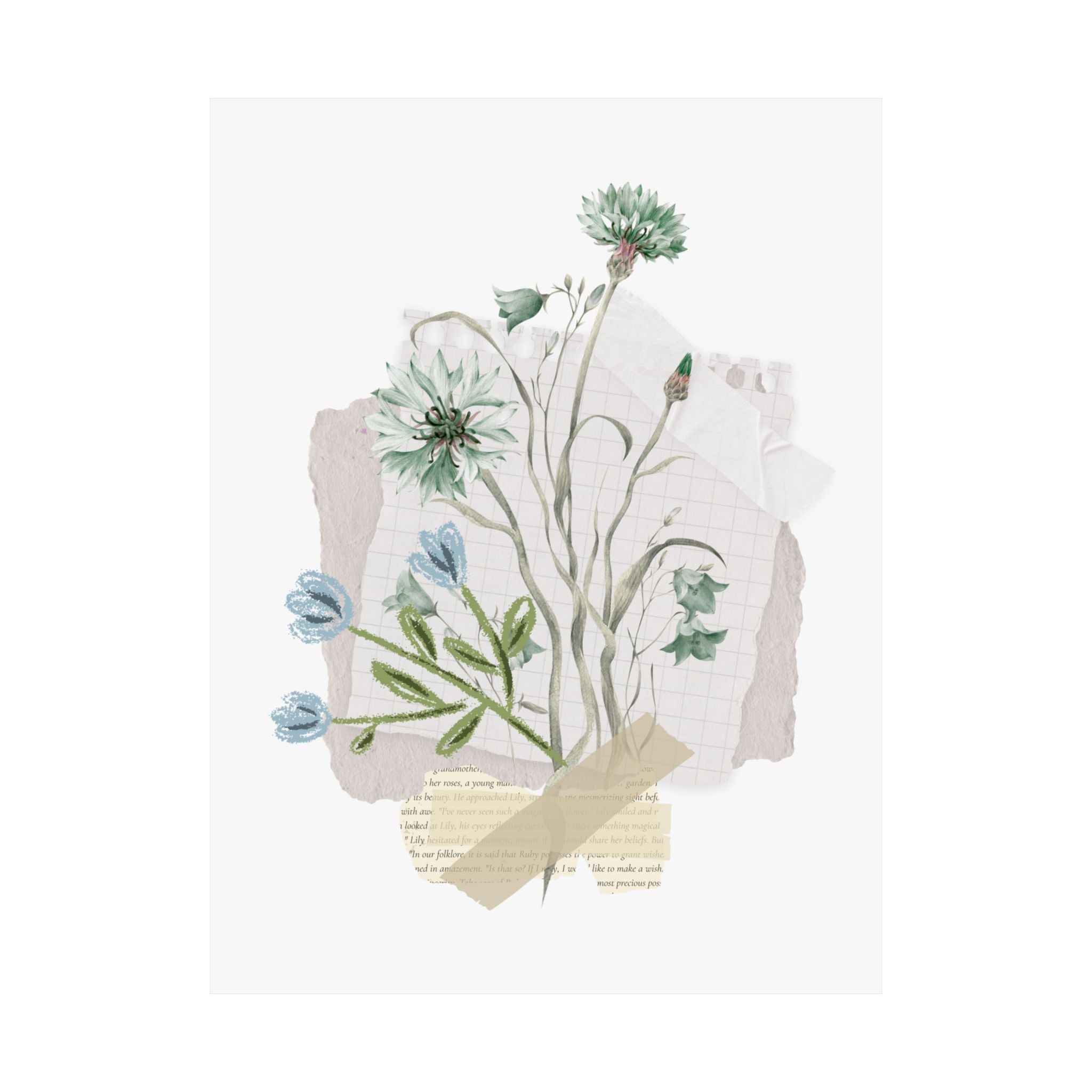 Briarwood Garden Botanical Collage Matte Poster — Vintage Wildflower Art Print (Vertical) - Creations by Chris and Carlos