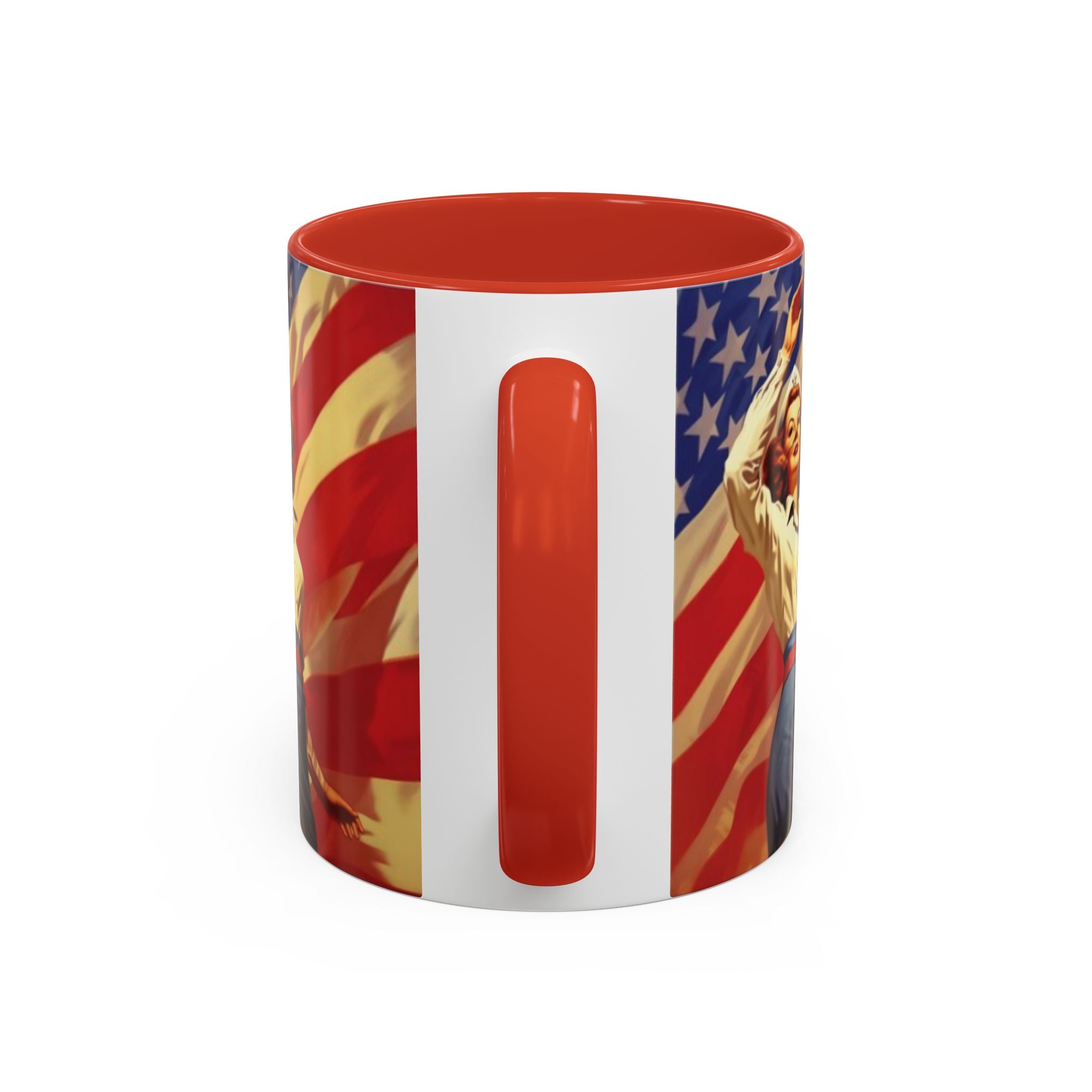 Patriotic Pin-Up Coffee Mug — Vintage American Flag Accent (11/15 oz) - Creations by Chris and Carlos