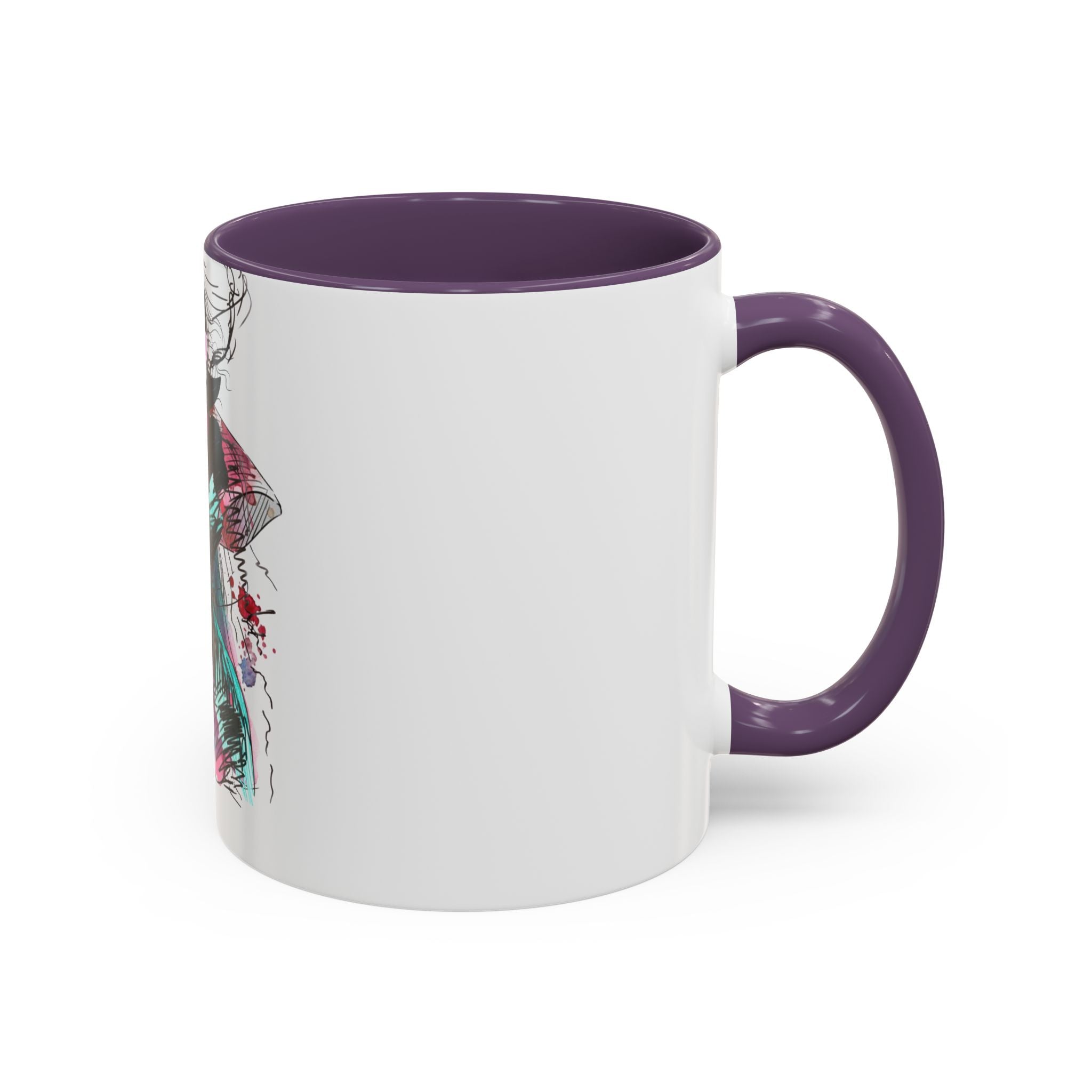 Abstract Floral Silhouette Accent Coffee Mug — Watercolor Woman Art (11/15oz) - Creations by Chris and Carlos