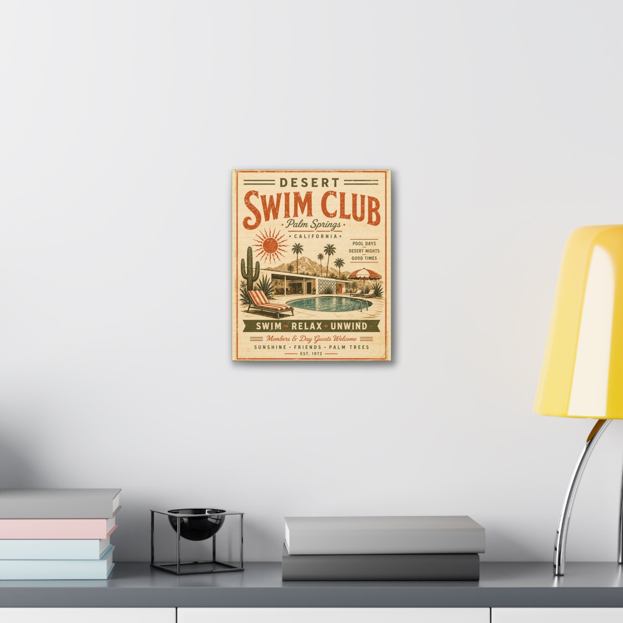 Desert Swim Club Palm Springs Canvas Wall Art — Retro Pool Vintage Poster - Creations by Chris and Carlos