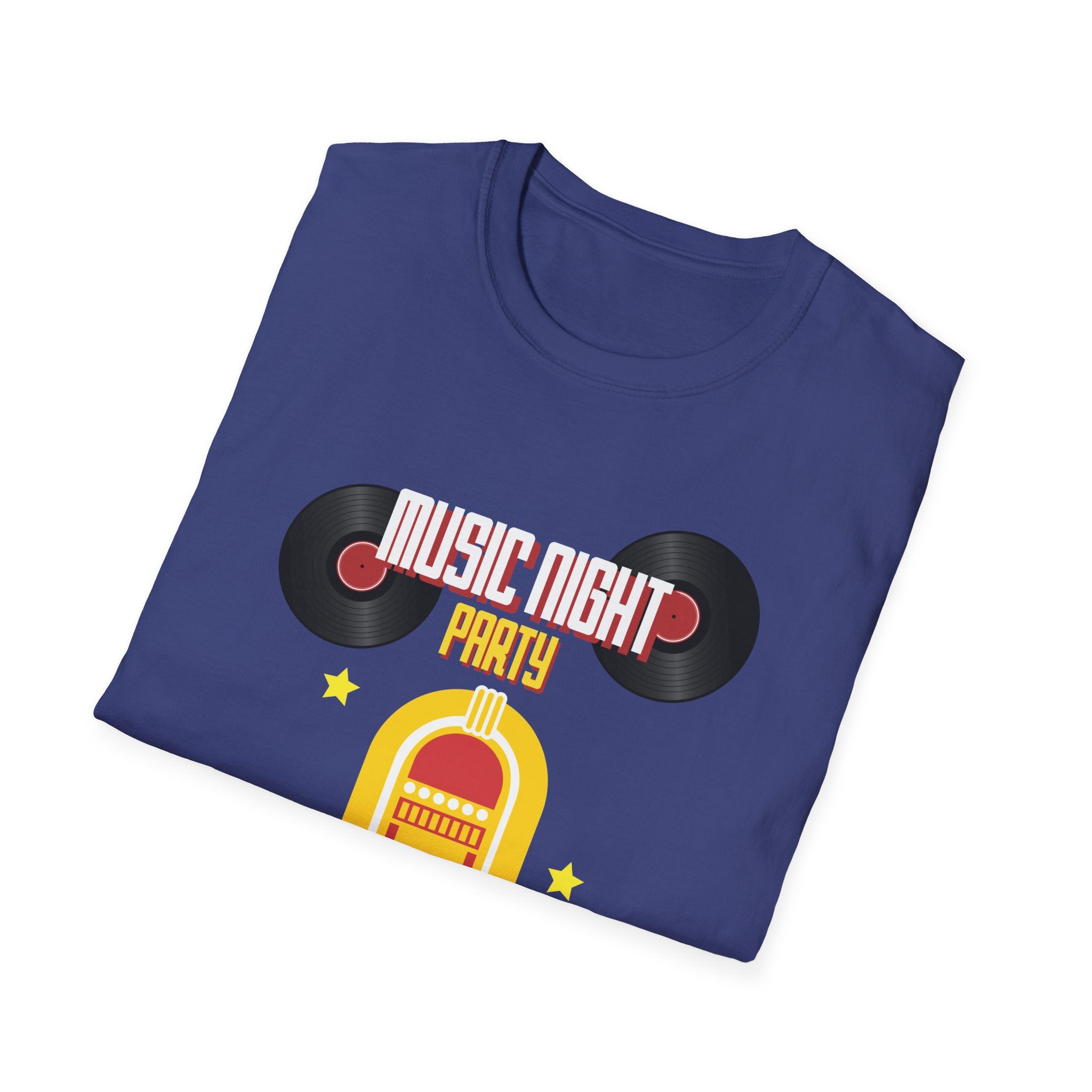 Music Night Party T-Shirt — Retro Jukebox & Vinyl Record Tee - Creations by Chris and Carlos