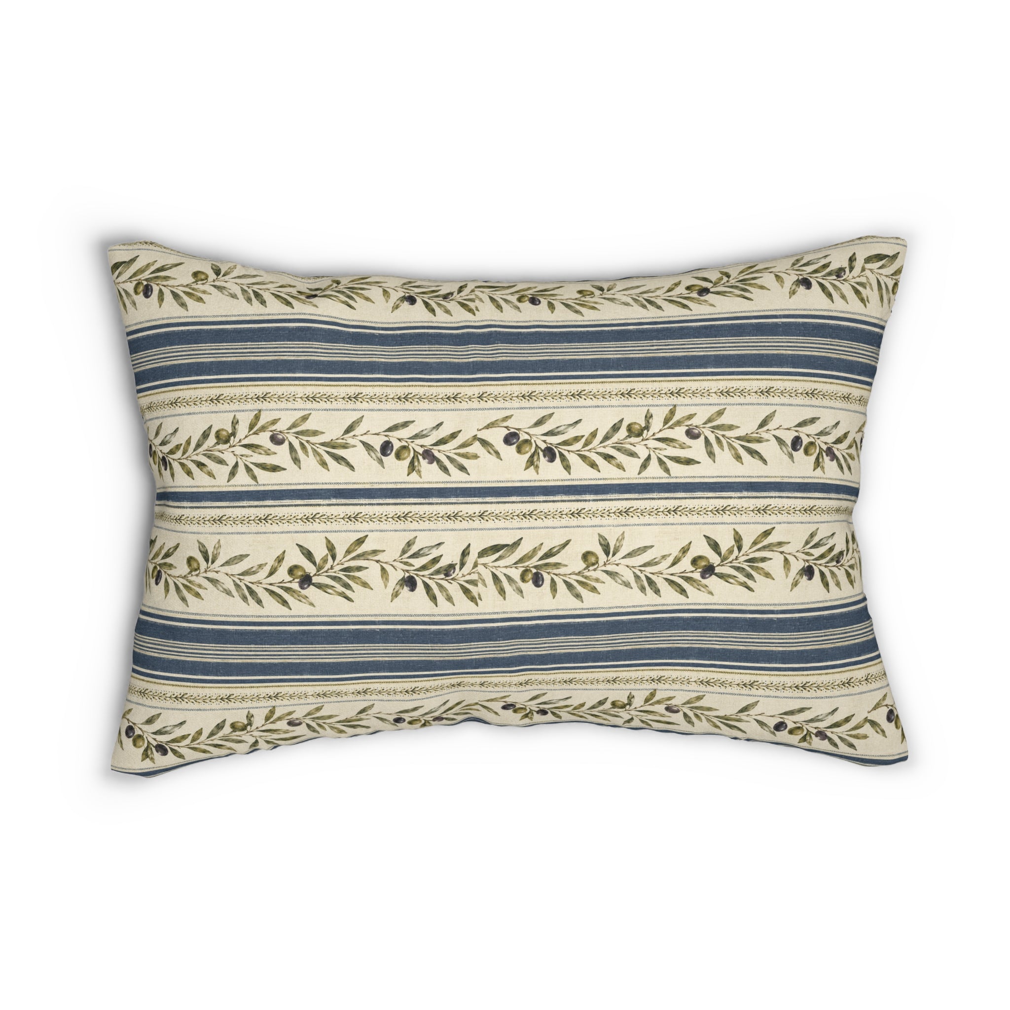 Rustic Olive Branch Striped Lumbar Pillow - Creations by Chris and Carlos