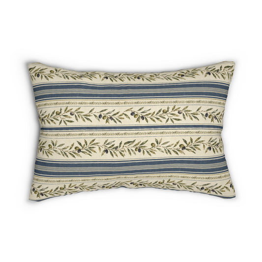 Rustic Olive Branch Striped Lumbar Pillow - Creations by Chris and Carlos