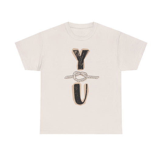 Y Knot U Knot Tee — 'Y U' Rope Graphic Cotton T-Shirt - Creations by Chris and Carlos
