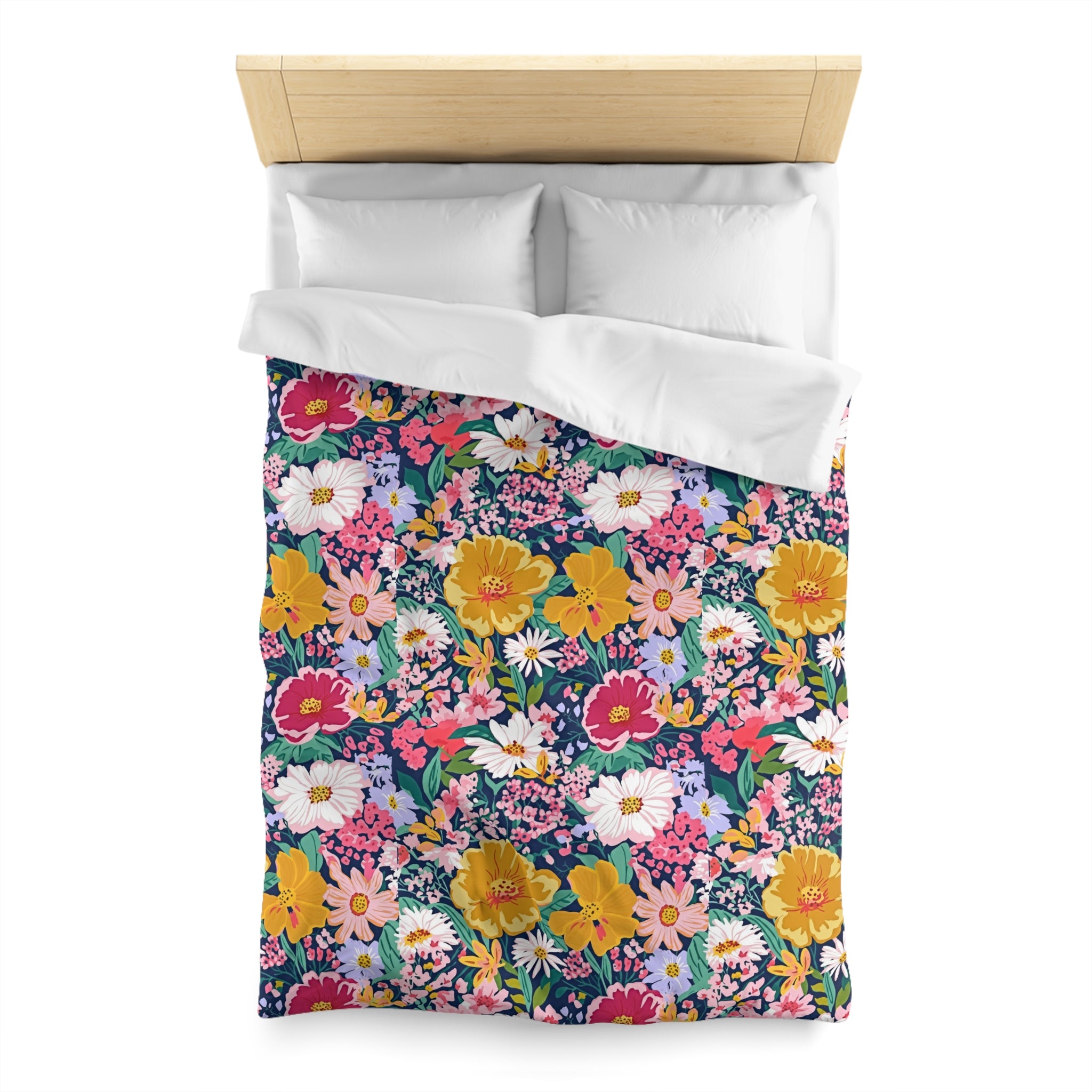 The Artisanal Flora Gallery Floral Duvet Cover — Bright Garden Bloom Microfiber Bedding - Creations by Chris and Carlos