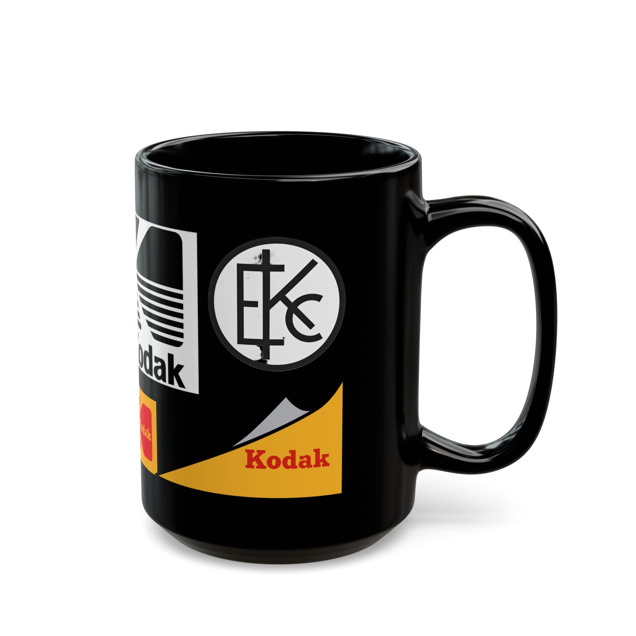Kodak Logo Black Coffee Mug — Retro Film Photography Gift (11oz/15oz) - Creations by Chris and Carlos
