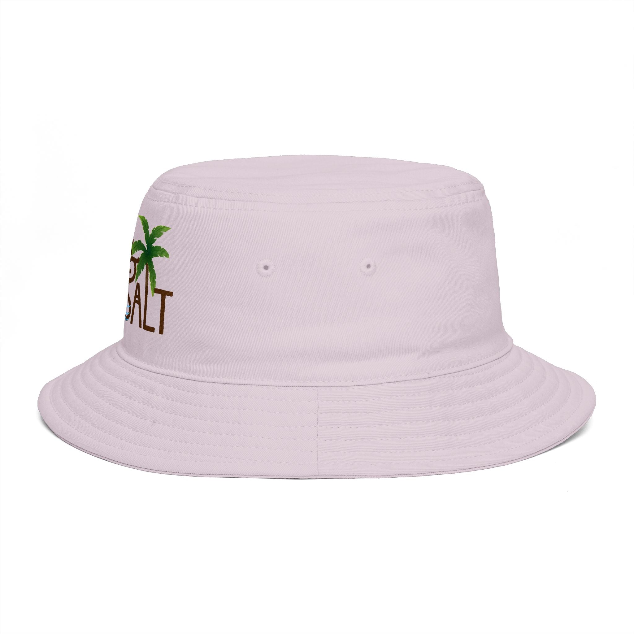Sea & Salt Embroidered Bucket Hat — Palm Tree Beach Sun Hat - Creations by Chris and Carlos
