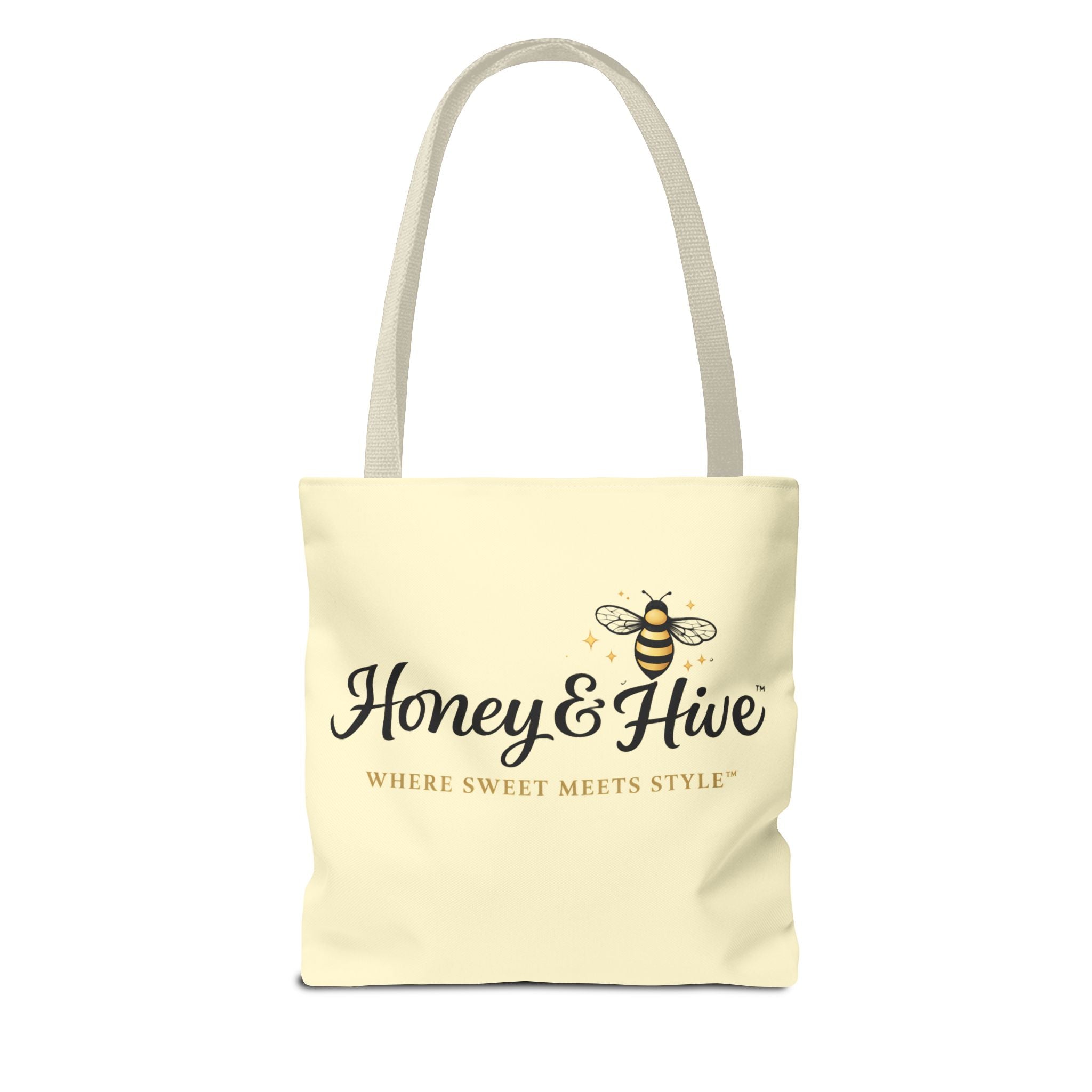 Honey & Hive Logo Tote Bag — Cute Bee Market Tote, "Where Sweet Meets Style" - Creations by Chris and Carlos