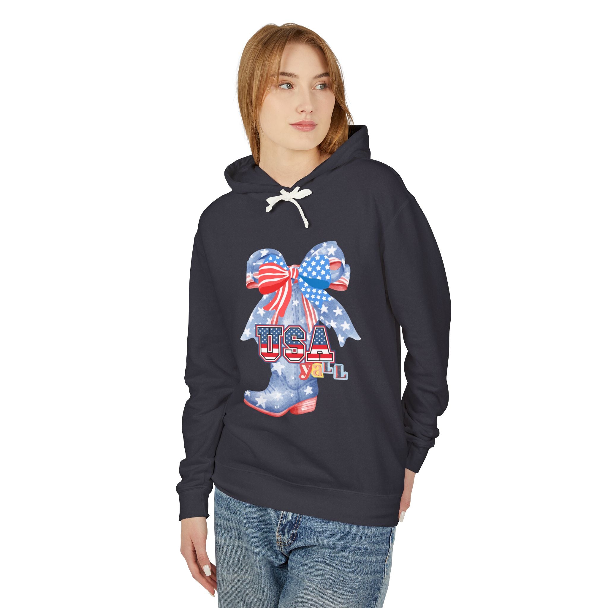 Patriotic Cowboy Boot Hoodie - USA Y'all 4th of July Sweatshirt - Creations by Chris and Carlos