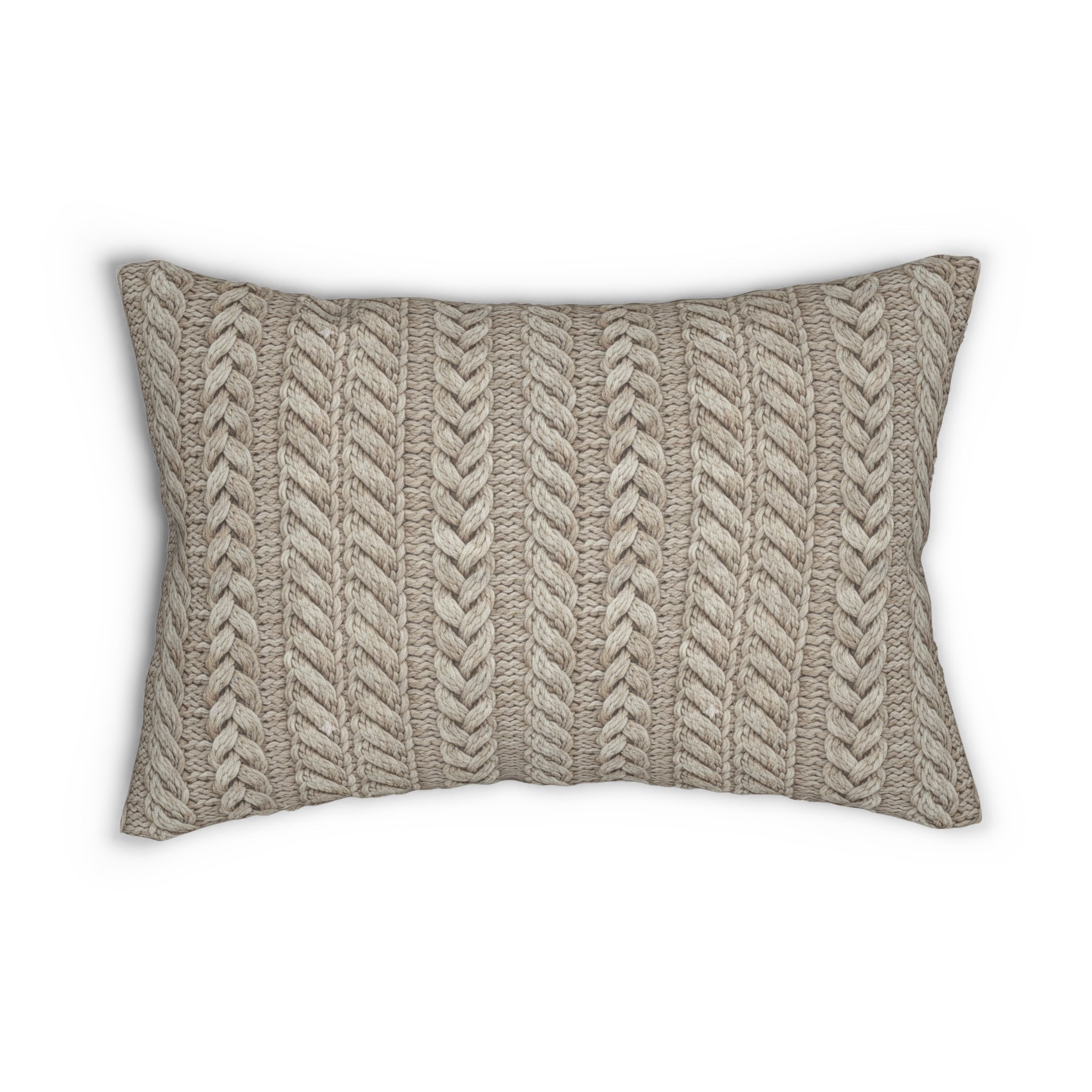Plumstead Manor Cable Knit Lumbar Pillow — Cozy Neutral Accent Pillow - Creations by Chris and Carlos
