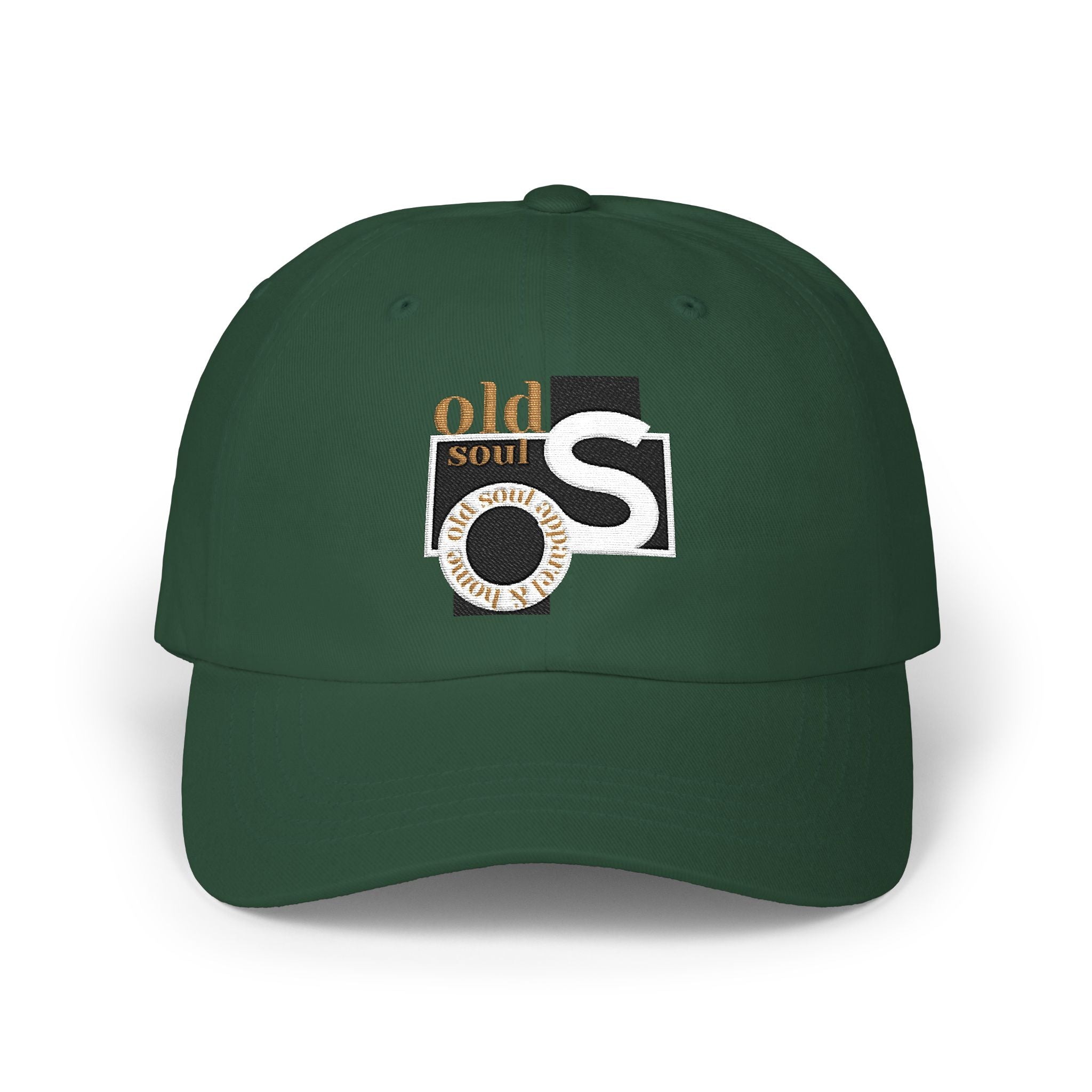 Classic Dad Cap – 'Old Soul' Retro Block Logo Embroidered Baseball Hat - Creations by Chris and Carlos