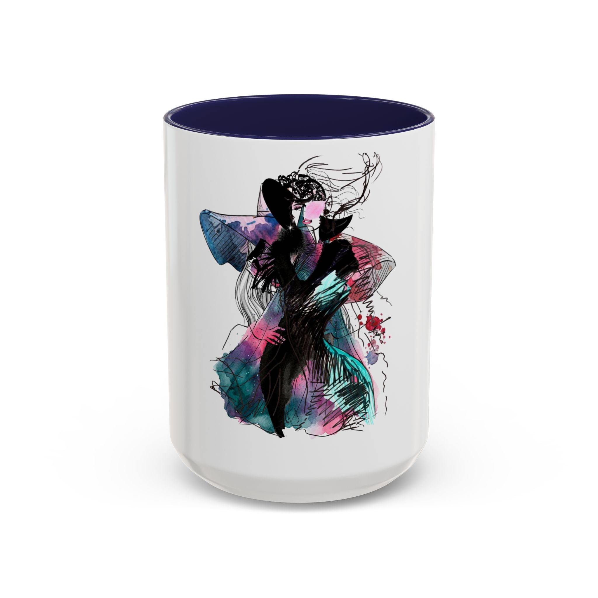 Abstract Floral Silhouette Accent Coffee Mug — Watercolor Woman Art (11/15oz) - Creations by Chris and Carlos