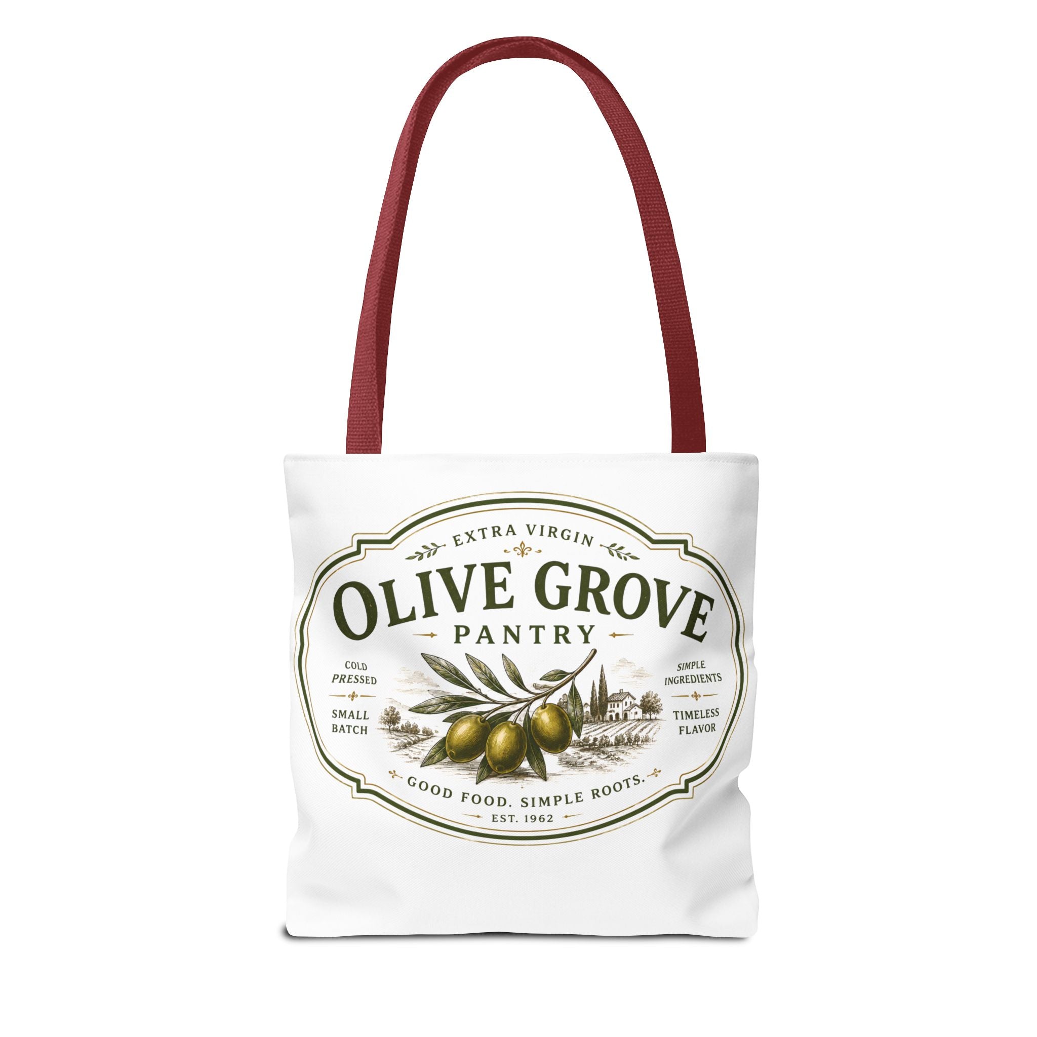 Olive Grove Pantry Tote Bag — Vintage Olive Oil Market Grocery Tote - Creations by Chris and Carlos
