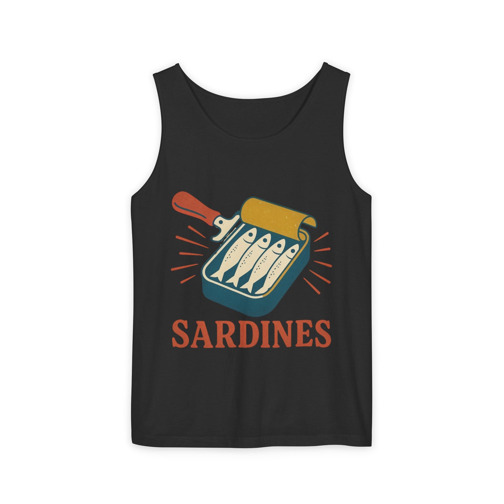 Sardines Graphic Tank Top — Retro Canned Fish Illustration - Creations by Chris and Carlos