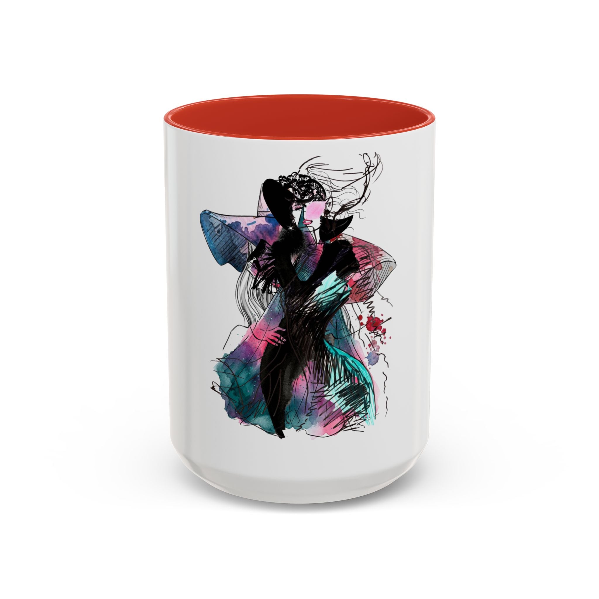 Abstract Floral Silhouette Accent Coffee Mug — Watercolor Woman Art (11/15oz) - Creations by Chris and Carlos