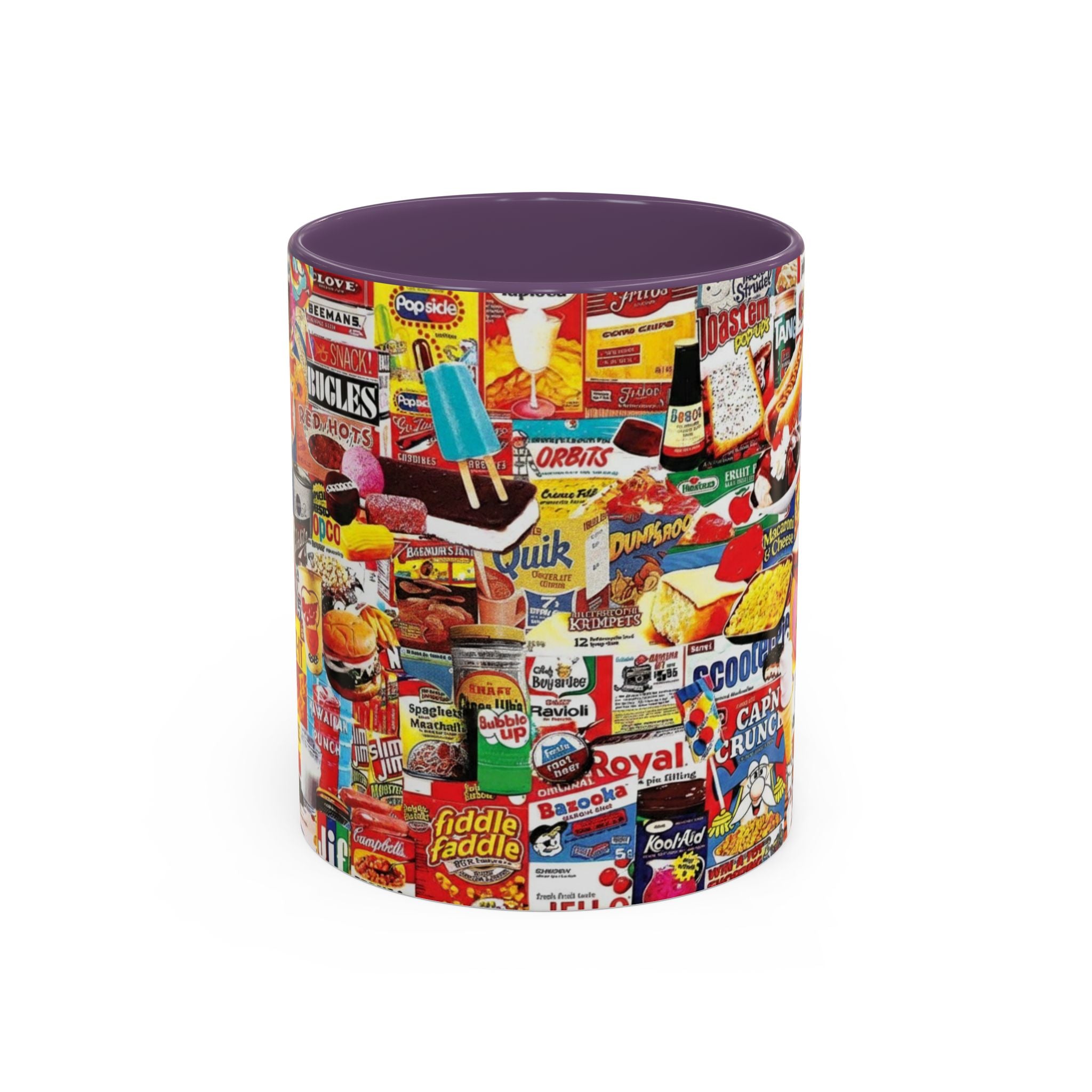 Retro Snack Collage Mug — Vintage Candy & Cereal Packaging Accent Coffee Mug - Creations by Chris and Carlos