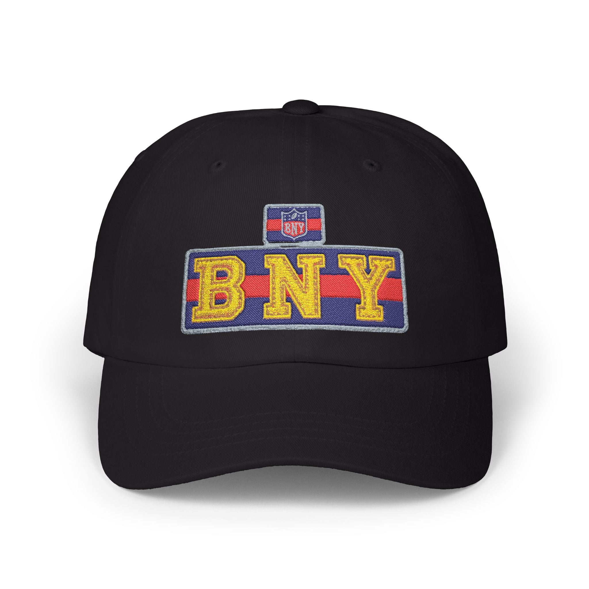 BNY Embroidered Dad Cap — Vintage Varsity Patch Baseball Hat - Creations by Chris and Carlos