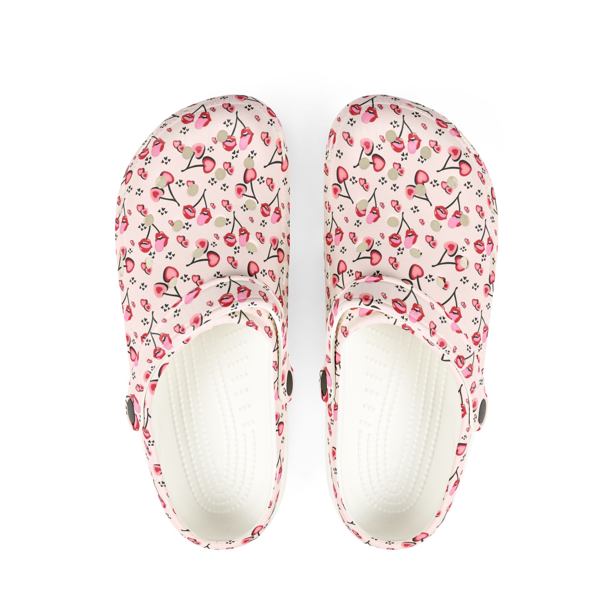 Floral Cherry Print EVA Clogs — Pink Garden Comfort Shoes - Creations by Chris and Carlos