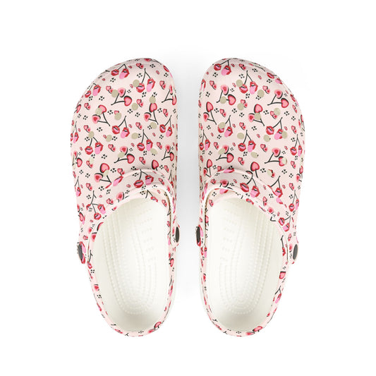 Floral Cherry Print EVA Clogs — Pink Garden Comfort Shoes - Creations by Chris and Carlos