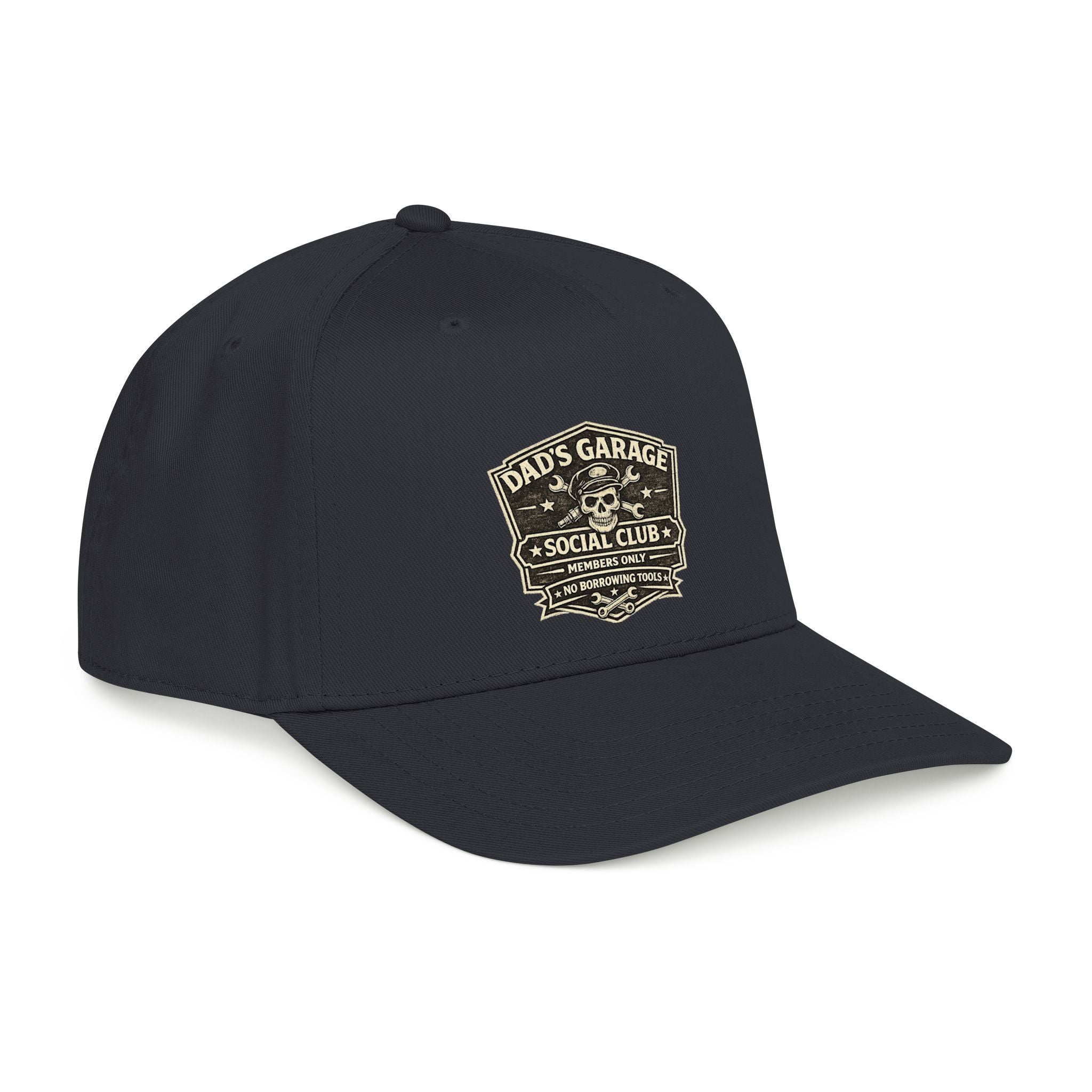 Dad's Garage Social Club Baseball Cap — Vintage Mechanic Snapback Hat - Creations by Chris and Carlos