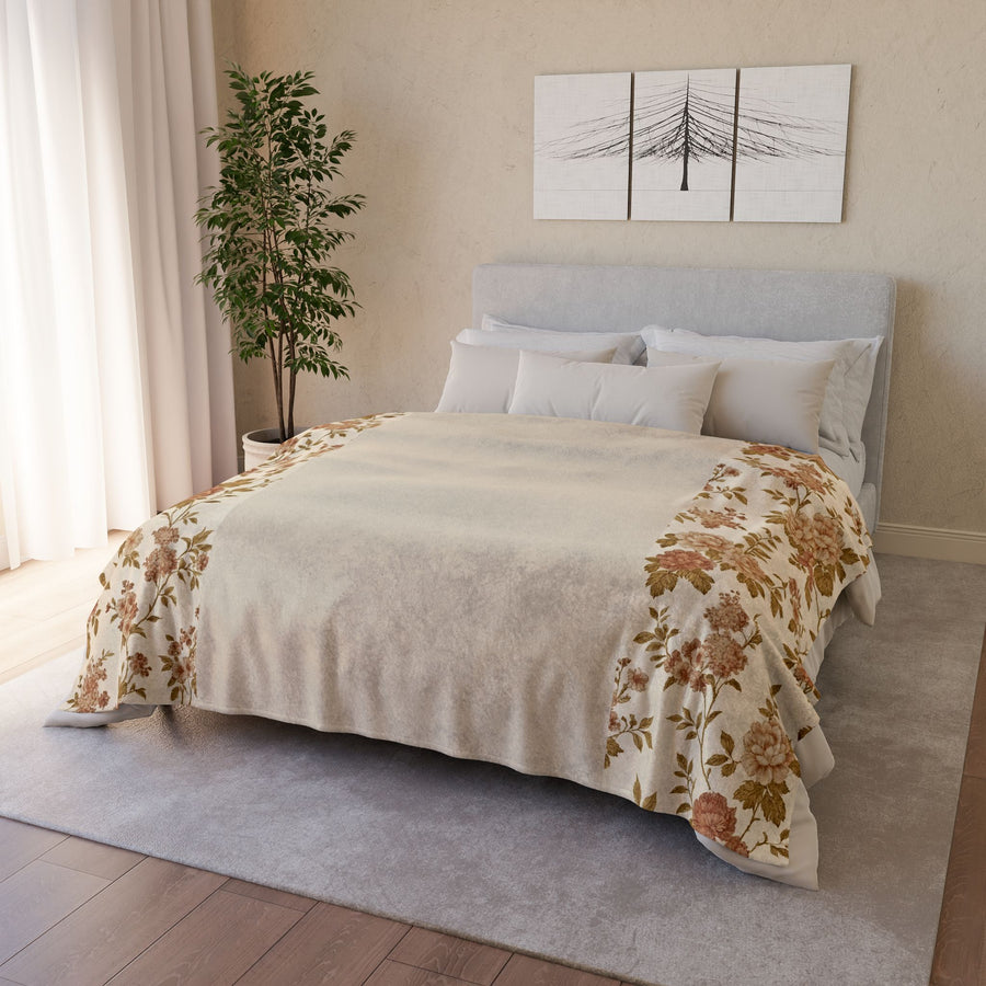 Plumstead Manor- Ivory Cozy Floral Blanket, Soft Throw Blanket, Home Decor, Gift for Her, Couch Blanket, Wedding Gift, Snuggle Up Blanket - Creations by Chris and Carlos