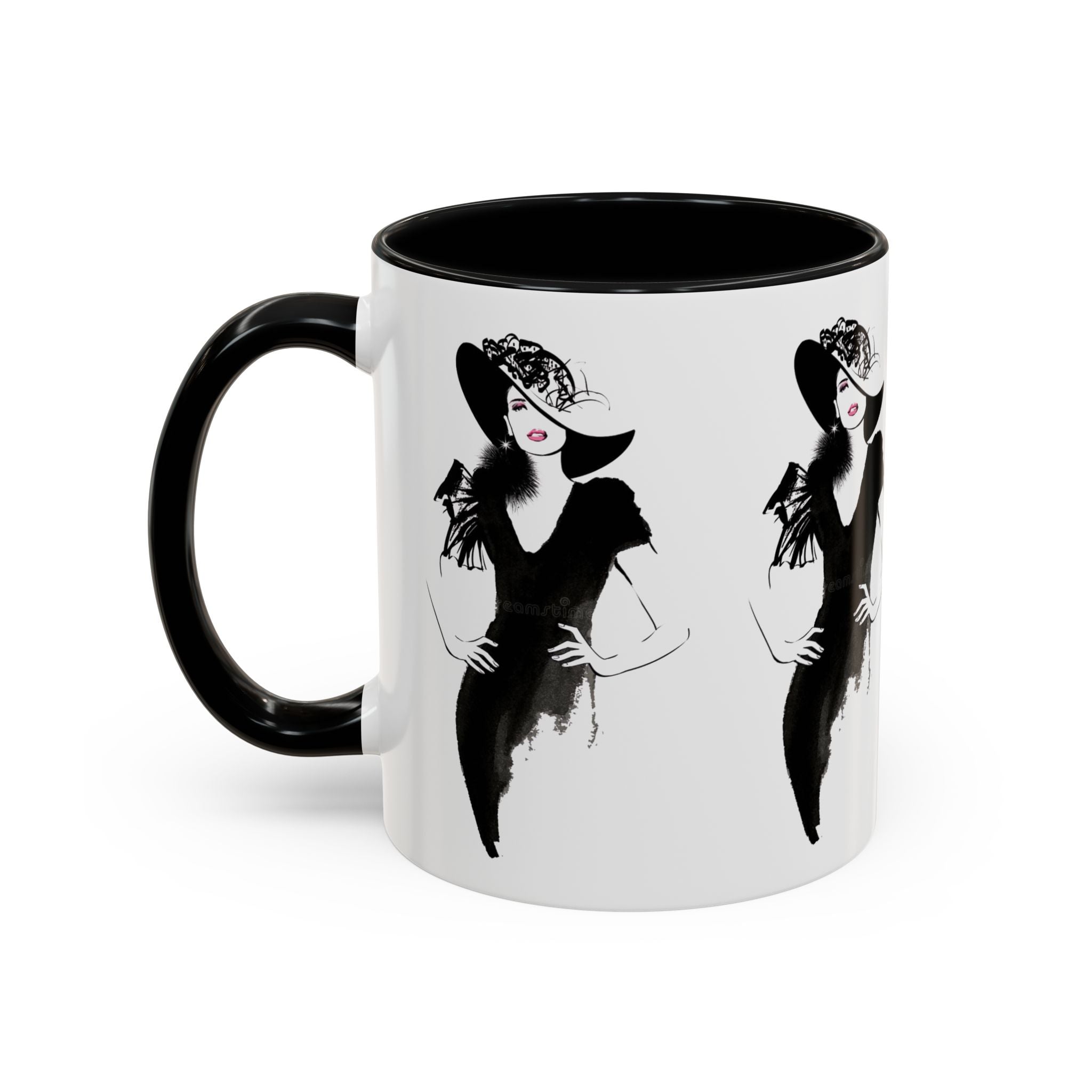 Elegant Lady Fashion Coffee Mug – Vintage Chic Black & White Accent - Creations by Chris and Carlos