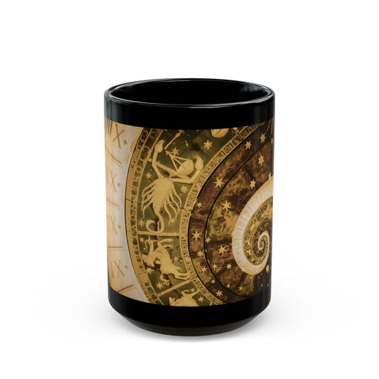 Astrology Spiral Black Mug — Zodiac Wheel Coffee Cup (11oz/15oz) - Creations by Chris and Carlos