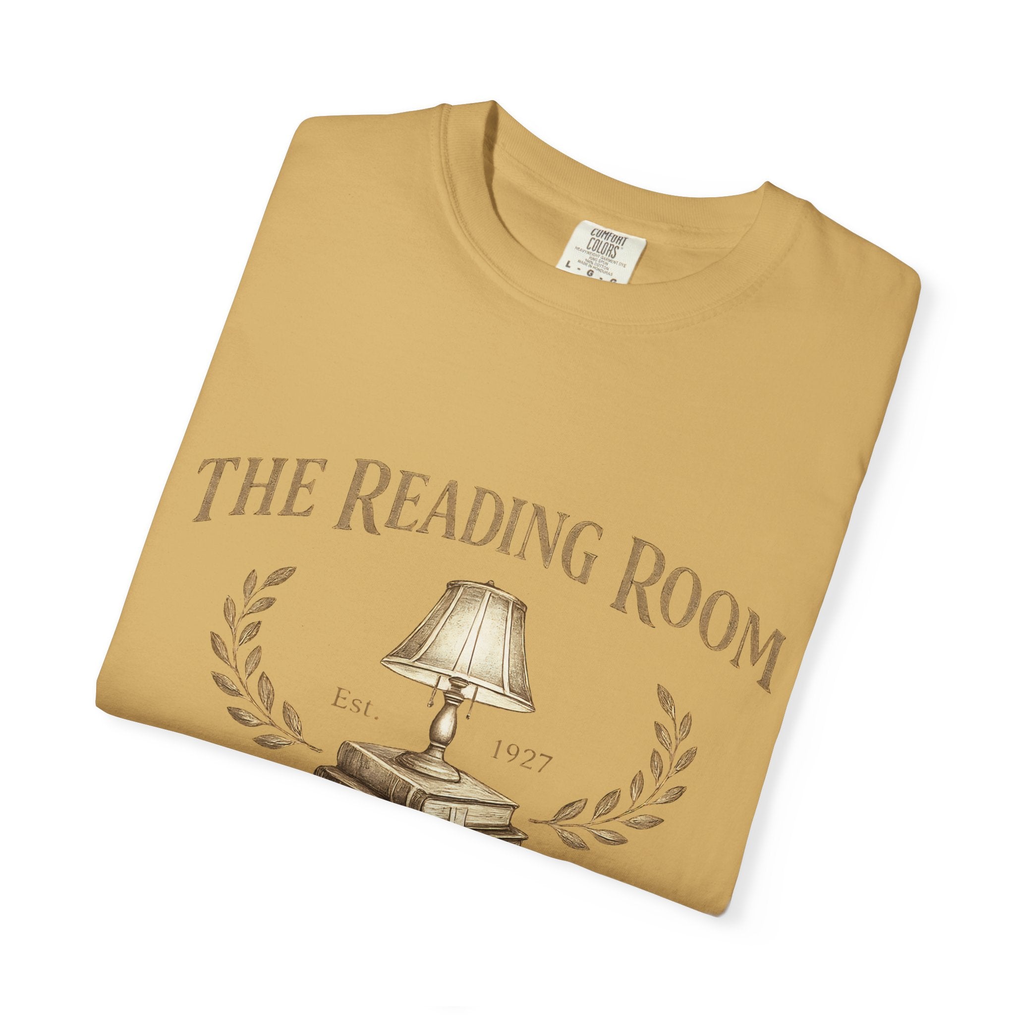 Reading Room T-Shirt — Vintage Lamp & Books Graphic Tee for Book Lovers - Creations by Chris and Carlos