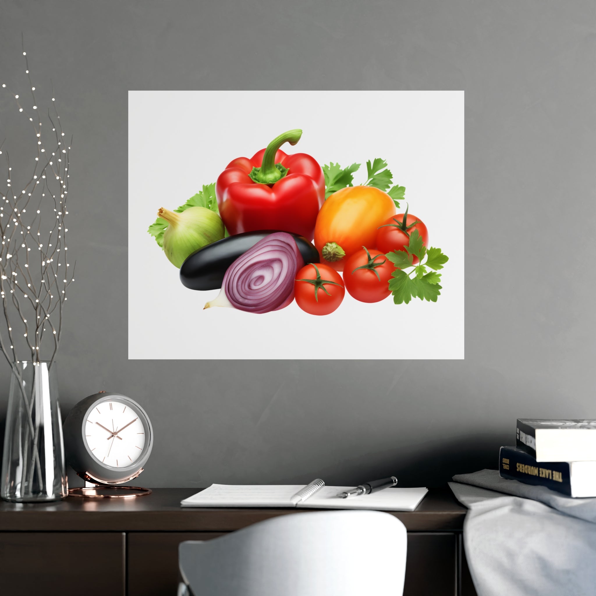 Fresh Veggie Kitchen Poster — Colorful Bell Pepper & Tomato Matte Print - Creations by Chris and Carlos