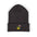Embroidered Smiley Beanie — Cozy Winter Cuffed Hat with Knit Pom Design